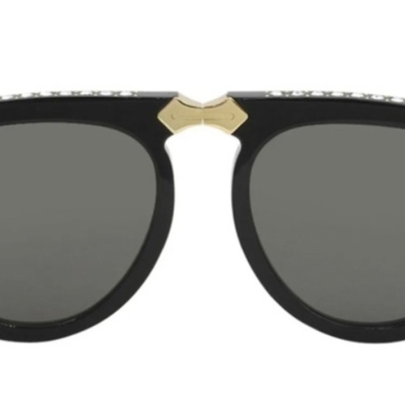 Gucci Black & Gold Oversized Aviator Sunglasses - Picture 2 of 6
